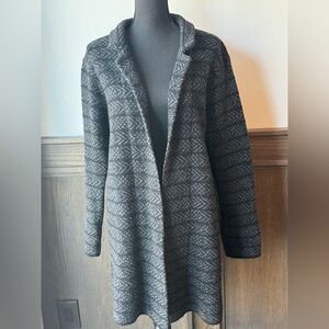 Chiaramente Black and Gray Women's Long Cardigan Large